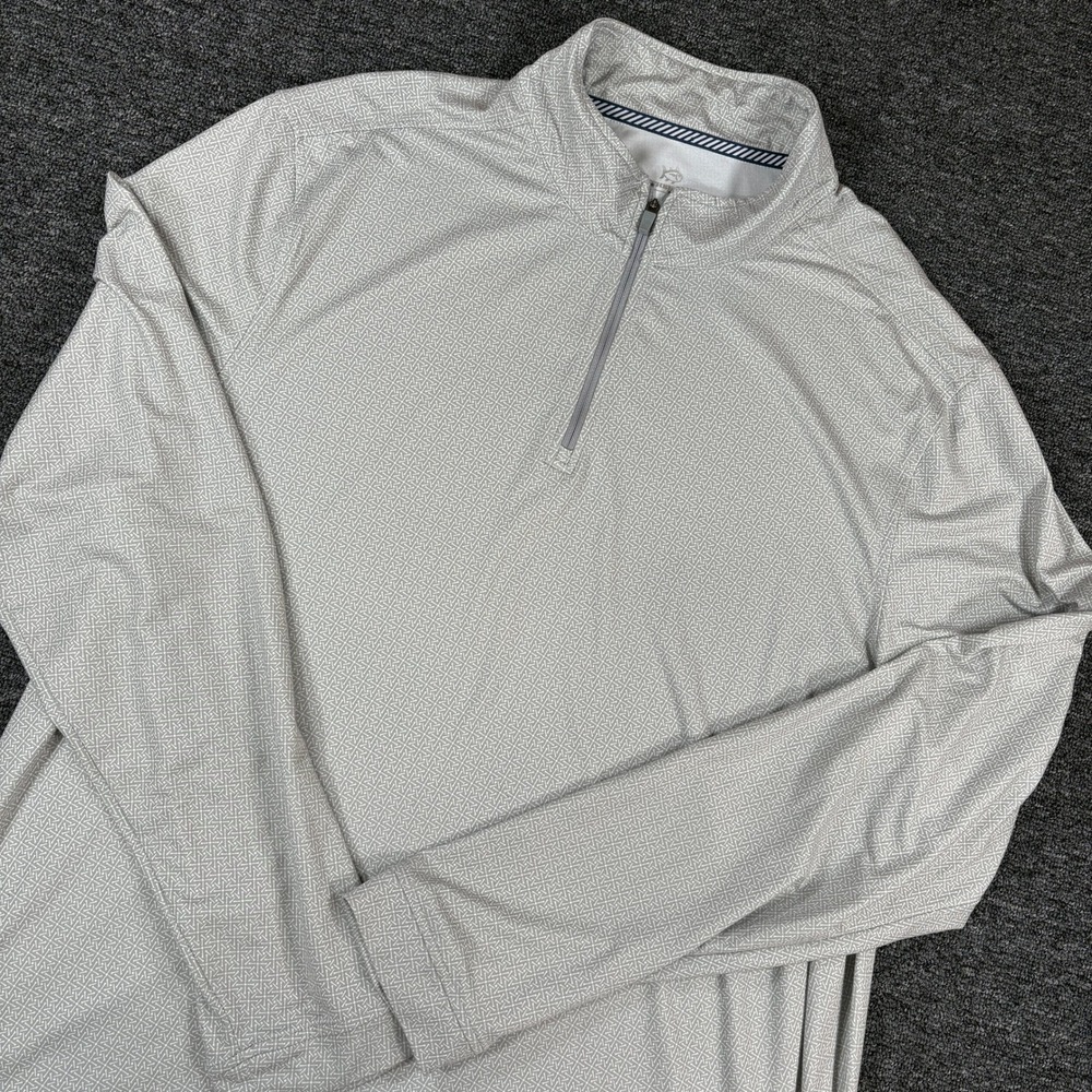 Southern Tide Pullover Mens XL Grey Geometric Quarter Zip Performance Shirt